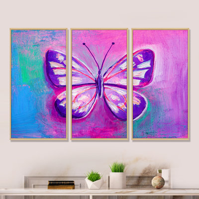 «Butterfly Portrait in Multicolors II», reproduction de cadre photo sur toile 3 pièces