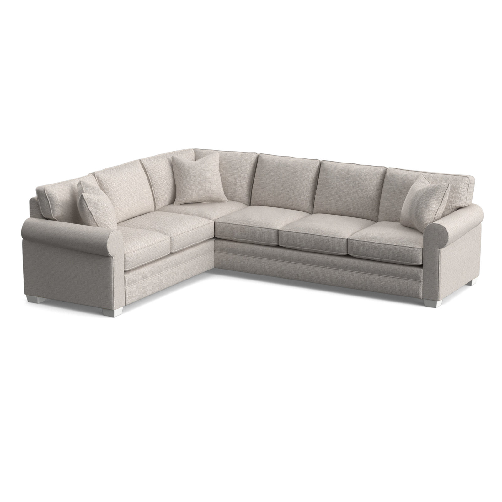 Bedford Upholstered L-Sectional, White Textured Performance; 0865-91, Left Hand Facing, Frost White Finish