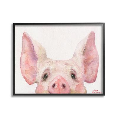 Piglet Peeking Portrait Framed Giclee Art by GeorgeDyachenkoArt