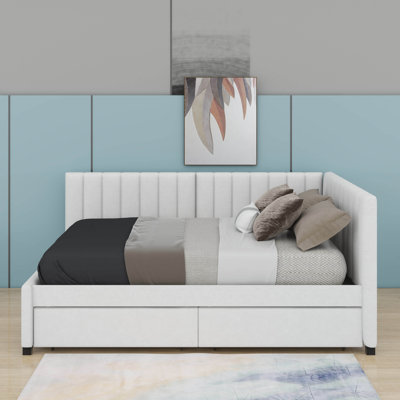 Full Size Upholstered Daybed With 2 Drawers