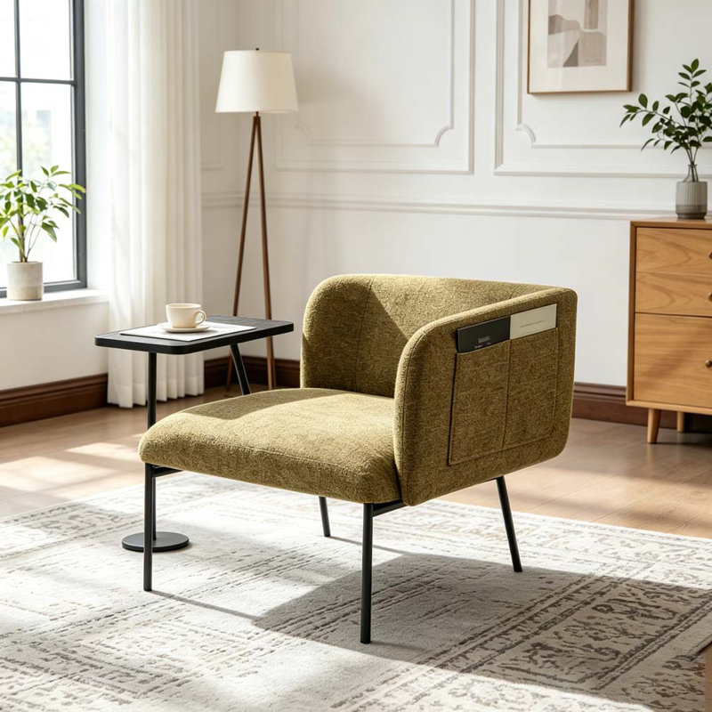 Fauteuil de détente Lounge avec petite table et coussin de dossier, Yellow