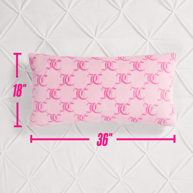 Juicy Couture Lattice Print Plush Body Pillow, Light Pink Lockup Lattice