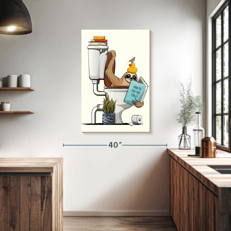 Paresseux dans la toilette, H 39 po x l 26 po