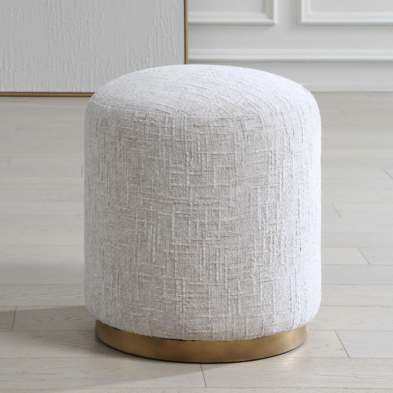 16.5'' Wide Round Ottoman, Off-White