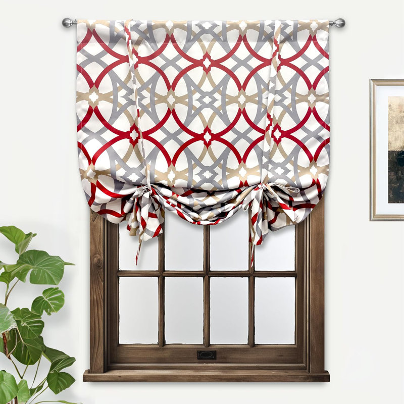 Halton Blackout Curtain Single Panel, Red/Gray, 39" W x 55" L