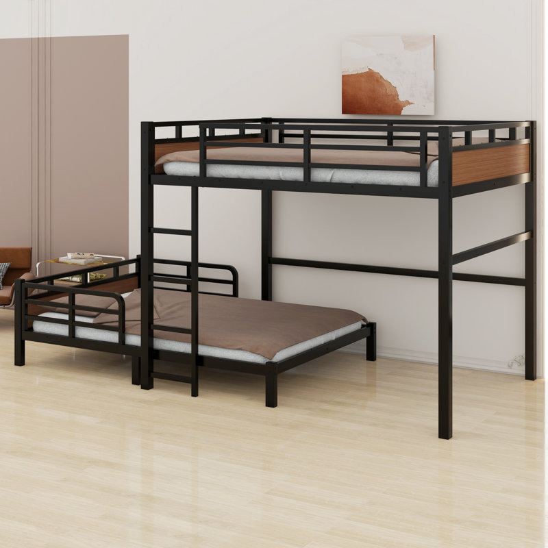 Separable Bunk Beds,With Raised Security Fence, Walnut
