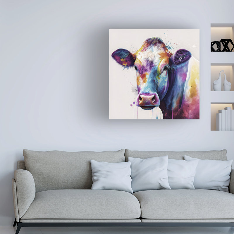 Art sur toile Sasha Carnaby Cow I, H 14 po x l 14 po