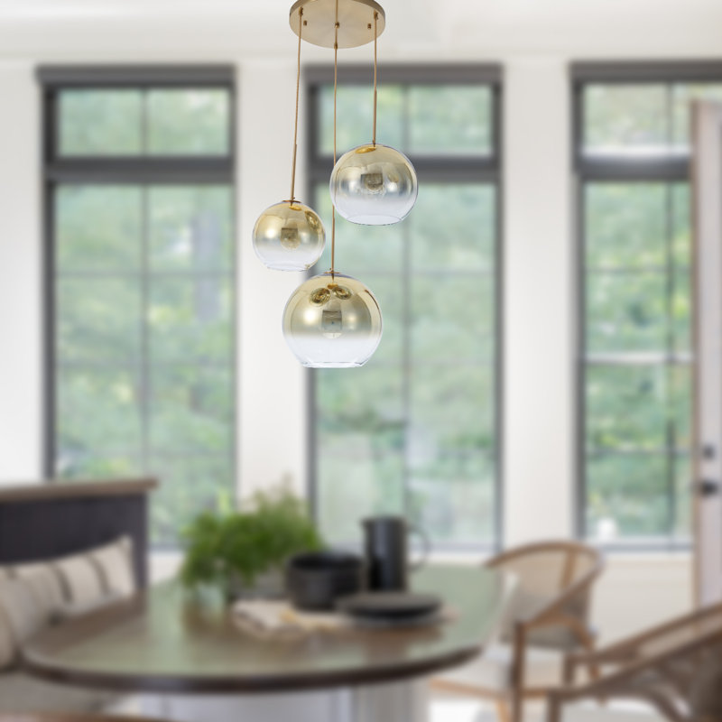 12" 3-Light Gradient Tea-Colored Glass Chandelier