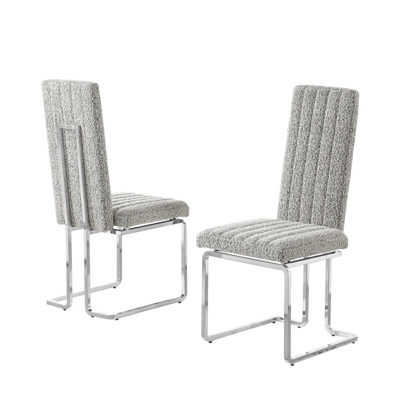 Chaises d'appoint en tissu haut de gamme avec structure chromée, Argent, Gris riche