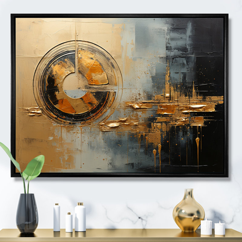 Golden Gleam IV sur impression sur toile, H 30 po x l 40 po x P 1,5 po, Cadre flottant noir