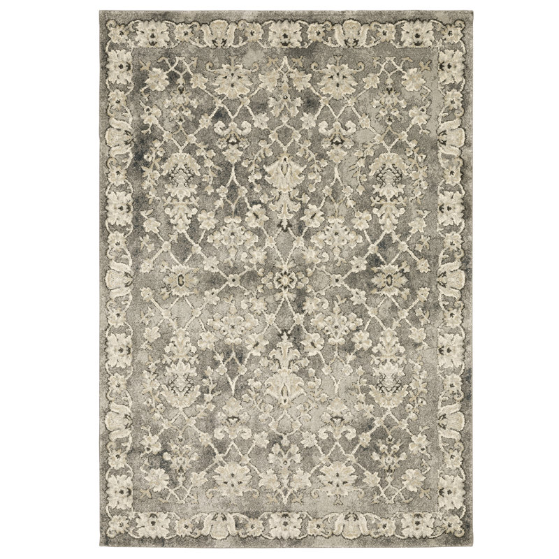 Tapis oriental gris / beige Caryll, Rectangle 7 pi 10 po x 10 pi 10 po