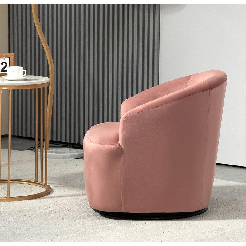 Fauteuil pivotant à 360 degrés Barrel Design, Velours rose