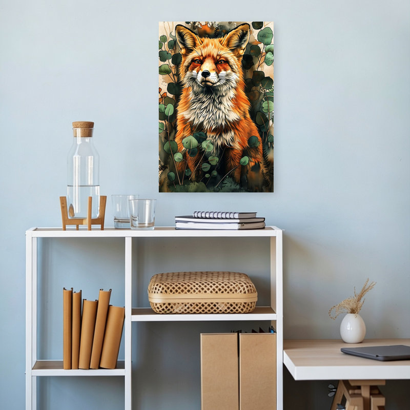 Art mural abstrait renard contemporain, H 18 po x l 12 po