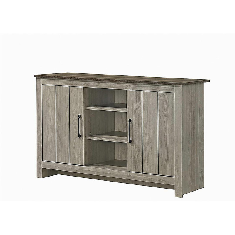 Console en chêne gris N 47 po, buffet avec tablettes et portes d'armoire Nilda