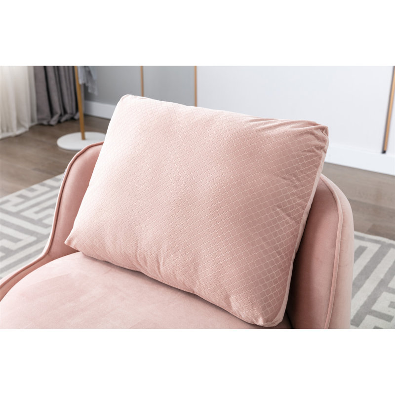 Fauteuil demi-tonneau pivotant en velours l 32,3 po Johnthon, Velours rose