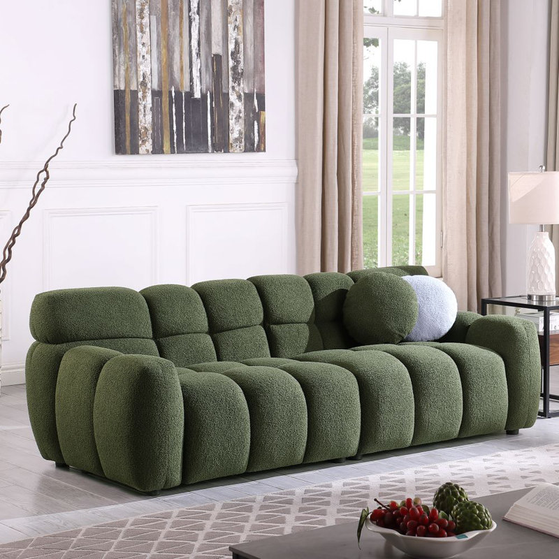 Canapé rembourré 86,5 po Daviya, H 28 po x l 86,5 po x P 36 po, Vert olive