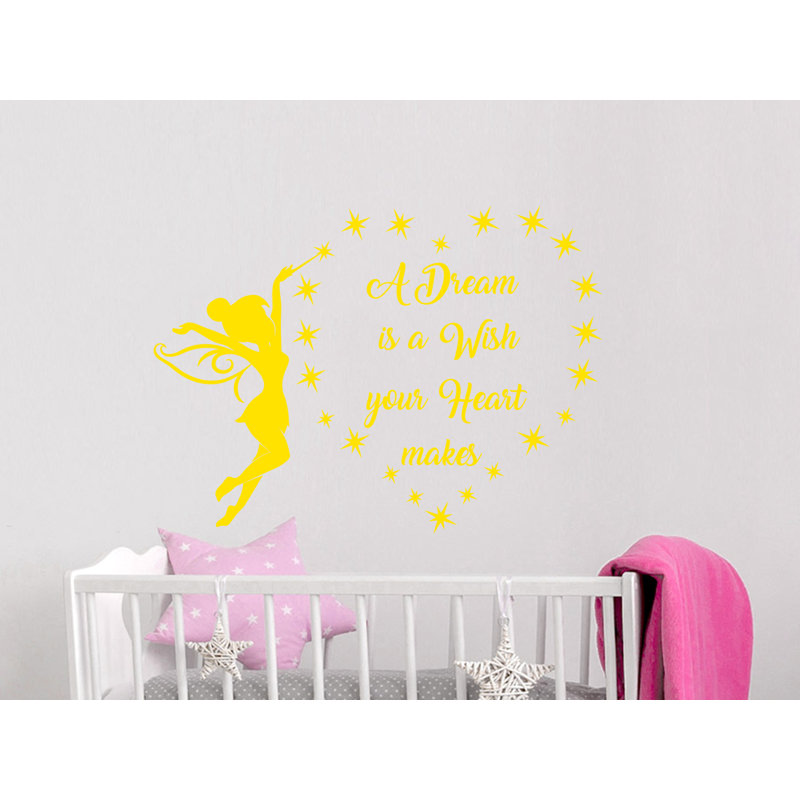 Décalcomanie murale un rêve est un voeu, Jaune