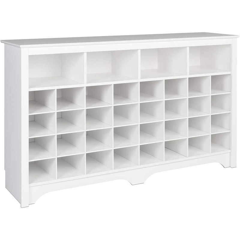 Console avec étagère à chaussures avec 32 casiers et 4 compartiments de rangement, blanc