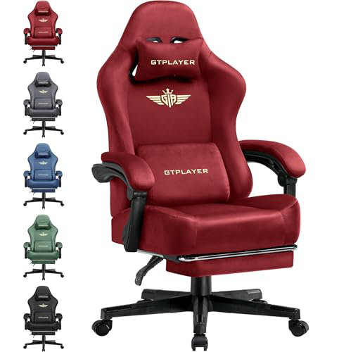 GTPLAYER GAMING CHAIR Adjustable Reclining Ergonomic Swiveling PC & Racing Game Chair, Red