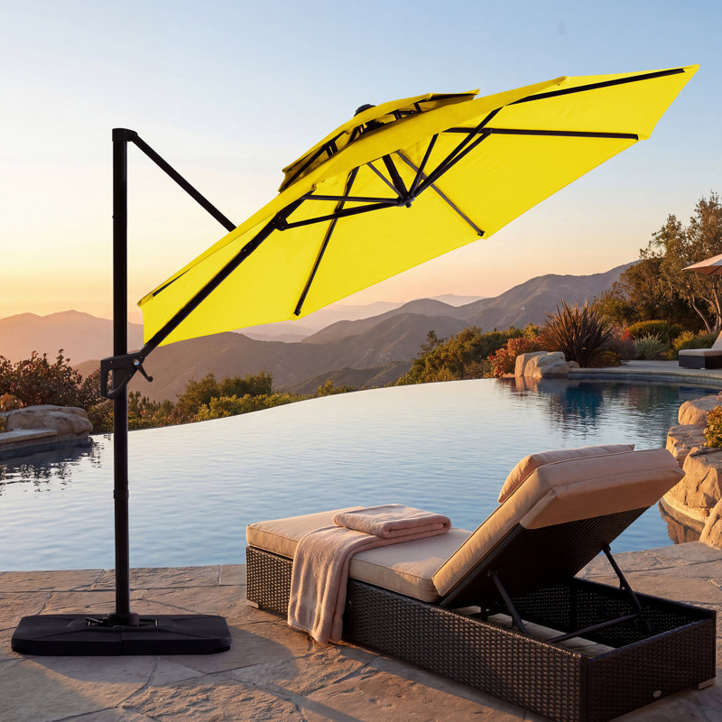 Parasol en porte-à-faux Pulk, Jaune, L 120 po x P 120 po