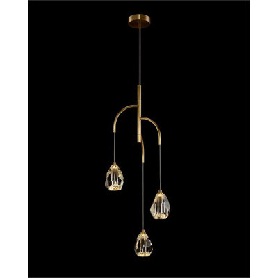 Lustre en cristal facetté à trois lumières