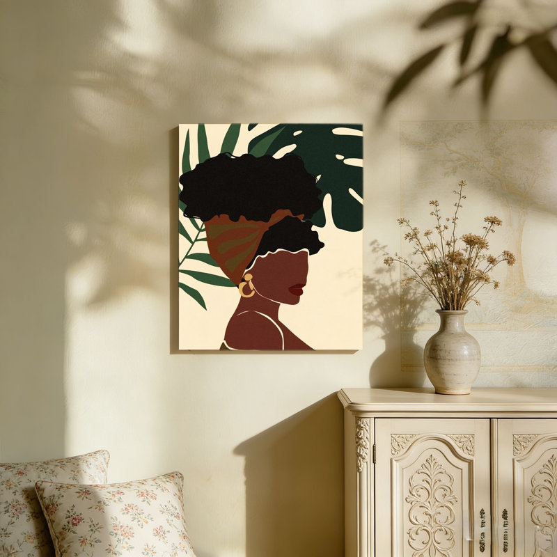 «Black Woman Botanical», art mural non encadré, L 36 po x l 24 po