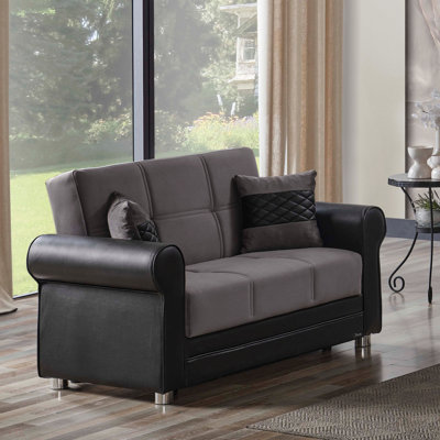 PrimeNest Liora Collection Upholstered Convertible Loveseat with Storage