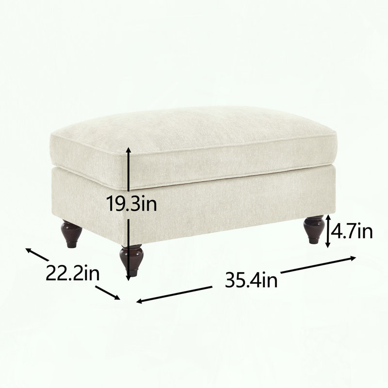 2-in-1 Ottoman with Detachable Ruffled Skirt, Beige/White