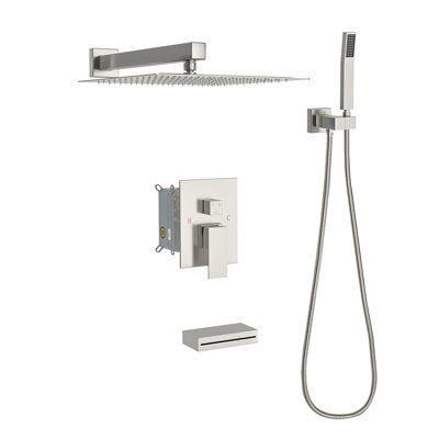 3-Function High-Pressure Rainfall Shower System, Tub Faucet Set