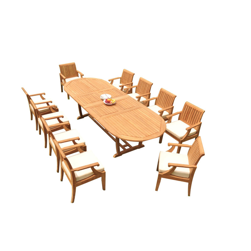 Fortuna Outdoor 11 - Piece Teak Dining Set, 10