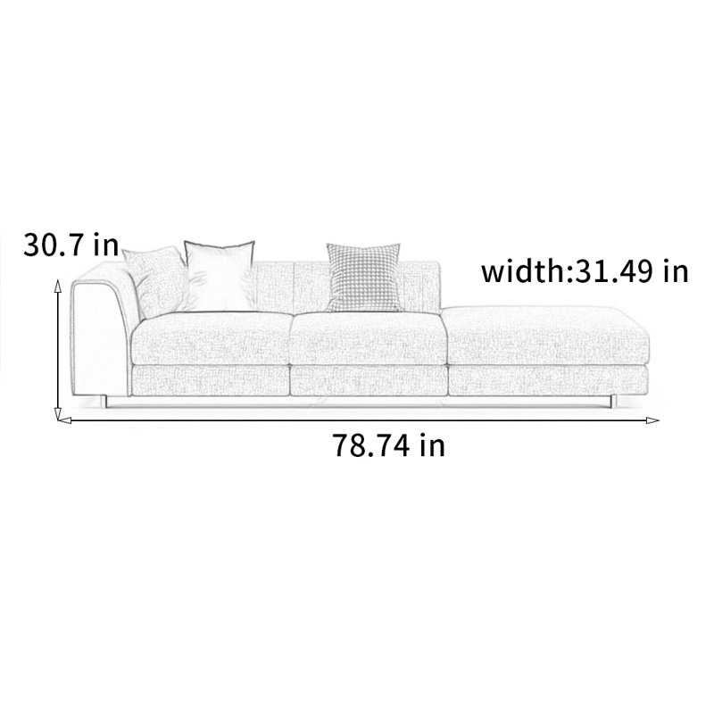 Chaise modulaire en bois massif, Blanc cassé, Orienté à gauche (vu de face)