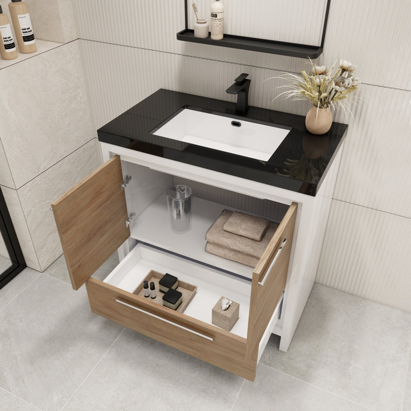 Ensemble de meuble-lavabo simple 36 po Enville, Chêne blanc