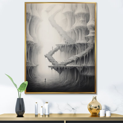 Ombres ascendantes grises - surréalisme sur toile grise