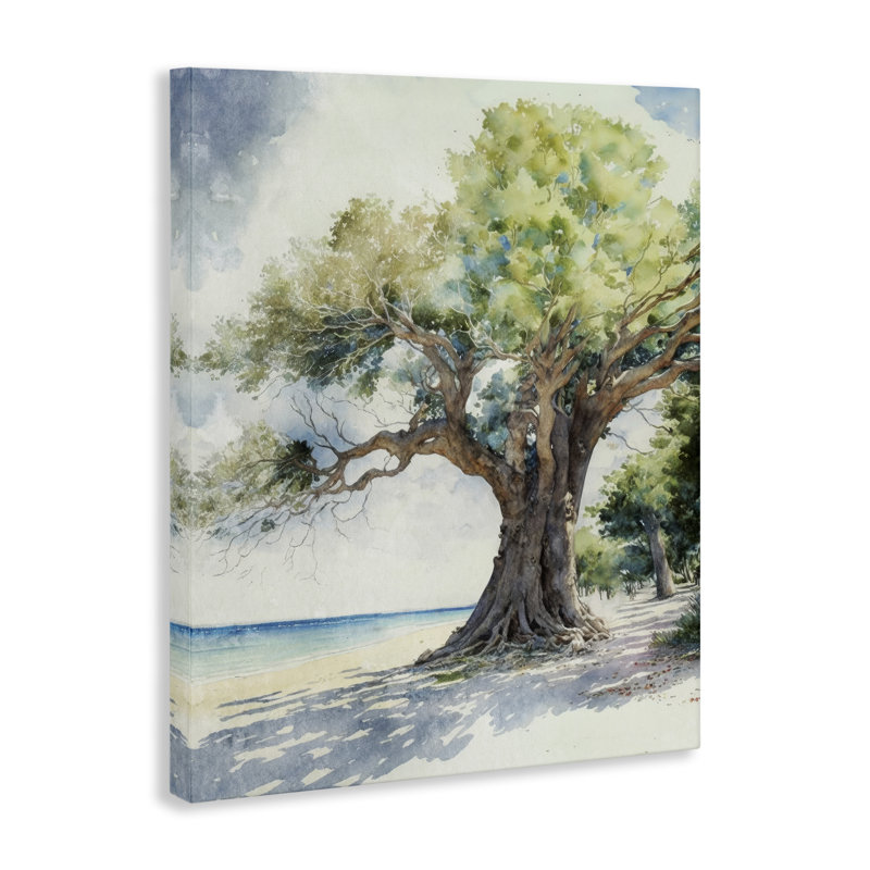  «Watercolor Tree on Shore», art mural sur toile par Svetlana Aleynikova, H 30 po x l 24 po