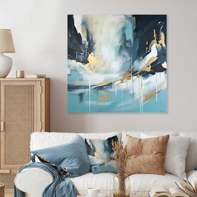 Gold And Blue Abstract Expression 2 - Abstract Metal Wall Art