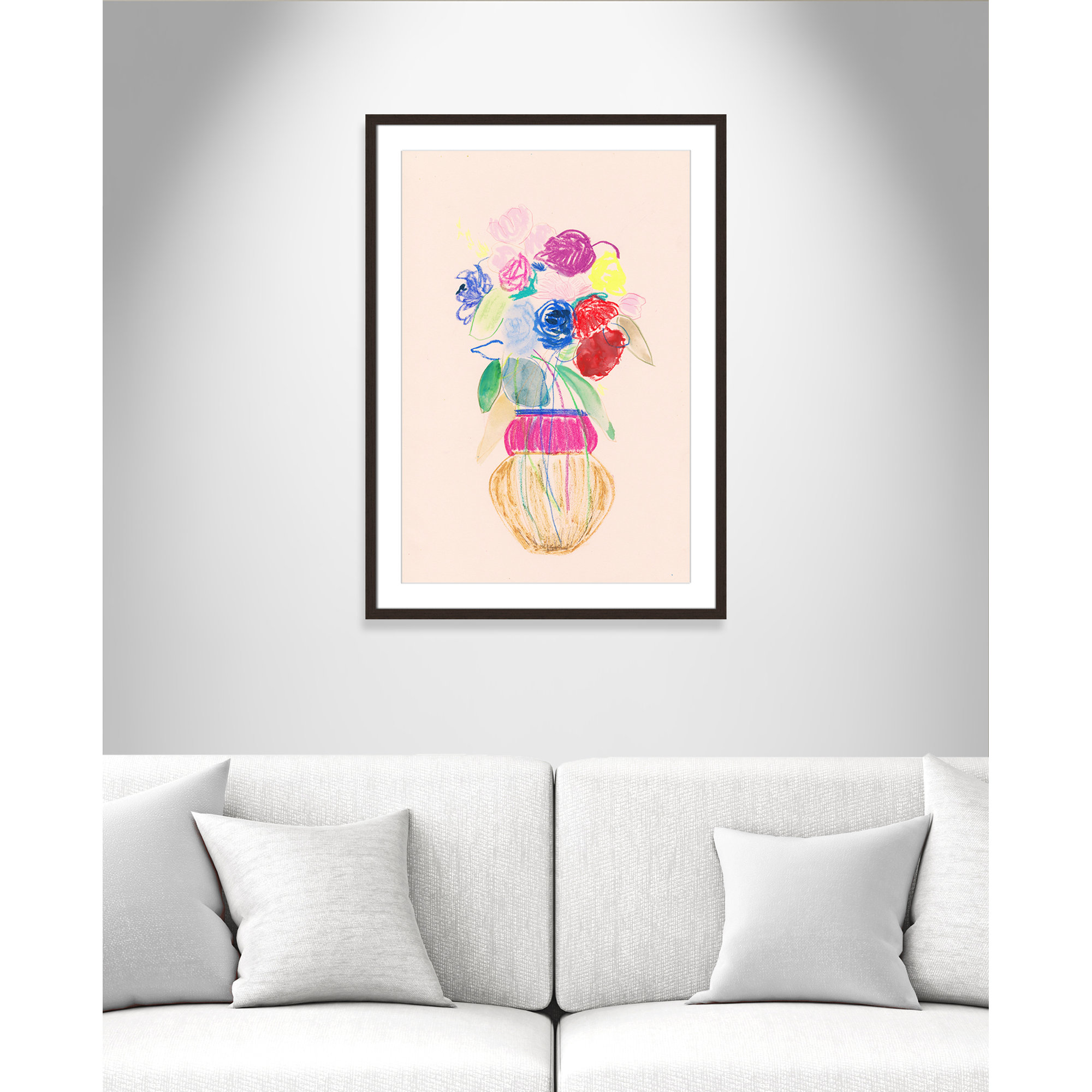 Simple Floral II Print by Bea Dina, Walnut Single Picture Framed Paper, White, 35.5" H x 25.5" W x 1.25" D
