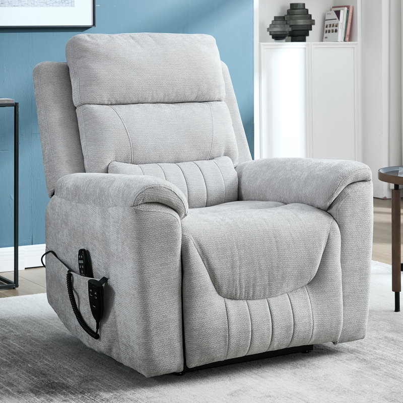 36.6 " W Power Lift Chair Recliners With Infinite Position, Heat, Massage And Lumbar Support, Light Gray