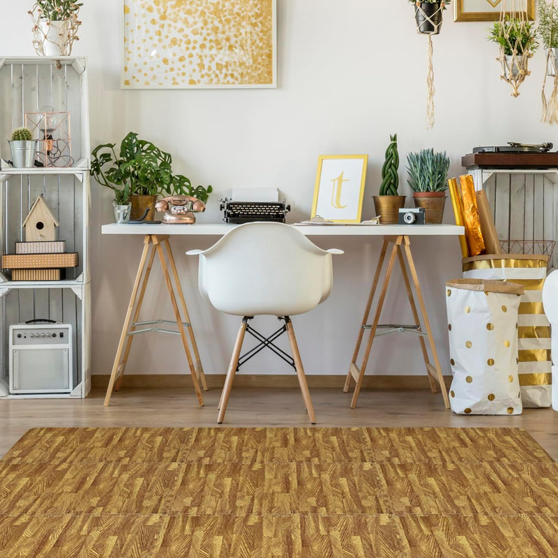 Tapis de sol en mousse légère à grain de bois 24 po x 24 po Sorbus, 12 pièces, naturel, Naturel