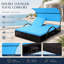 Chaise longue d'extérieur à structure en acier contemporaine avec dossier réglable, lit de jour double pour patio, auvent incurvé, table d'appoint pour terrasse de piscine dans la cour arrière-129692274
