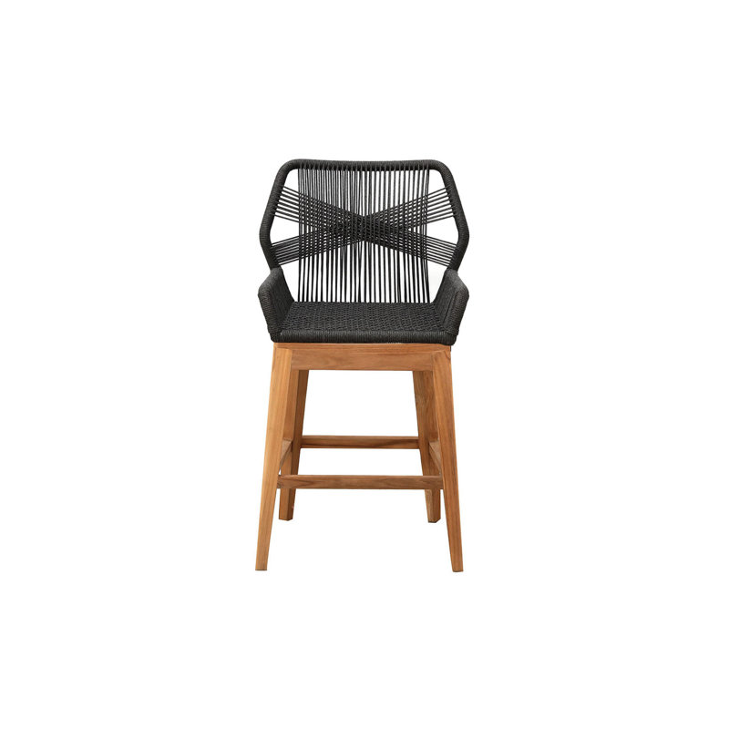 Beverly Outdoor Teak Bar Stool, Black