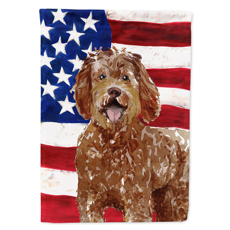 2 côtés en polyester de 2 côtés american drapeau de jardin, Labrador jaune