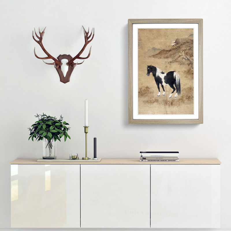 Horse Landscape - Framed Print, 48cm H x 36cm W x 2cm D, Oak Framed