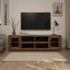 Meuble télé Haven de 82 po avec portes en verre, pour téléviseur de 90 po ou moins, sans assemblage requis, finition chêne bourbon-649475046-649475032-649475034