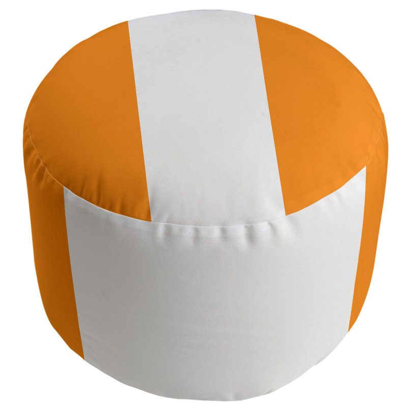 Repose-pieds cubique rond à rayures 20,5", Orange / blanc / orange