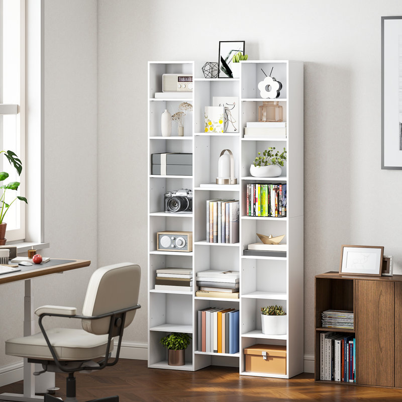 181cm H x 89.5cm W Particle Board Cube Bookcase, White