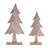 Etched Metal Pine Tree on Wood Base (Set of 2)