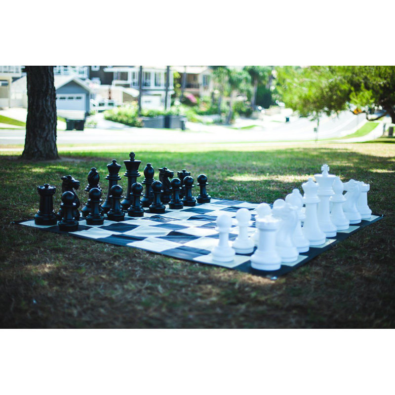 16" Giant Plastic Chess Set with Quick Fold Nylon Board