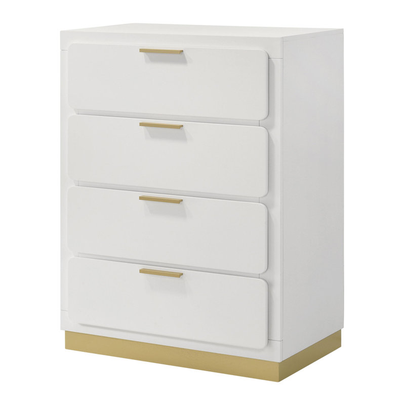 Commode de chambre à 4 tiroirs, Blanc