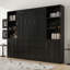 Grand lit escamotable en bois avec tablettes et armoires de rangement-1311880999