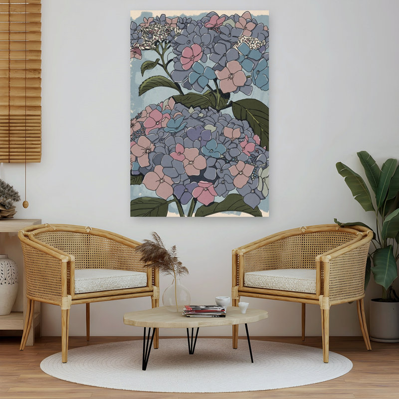 Soft Pastel Hydrangeas Delicate Elegant Serene Hydrangea Flower Nature Wall Art Print by Nicholas - Wrapped Canvas Print